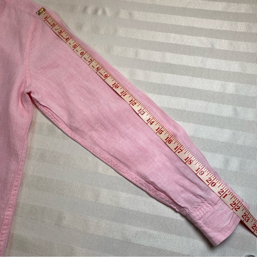 Tommy Bahama 100% Linen Pink Button-Up Shirt Blouse Long Sleeve Sz S/P - Picture 6 of 16